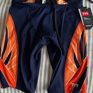 TYR Navy with Orange Boys Racing Jammer